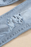 Light Wash Frayed Slim Fit High-Waist Jeans