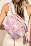 Graphic Print Multi Pocket Crossbody Bag- 4 Styles