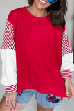 Striped Patchwork Sleeve Colorblock Sweatshirt- 3 Colors