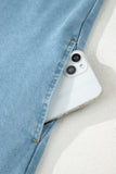 Frill Neck Button-Up Ruffled Short Sleeve Denim Mini Dress- 2 Colors