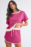 *Pre-Order* Color Block Drop Shoulder T-Shirt and Skort Set- 5 Colors