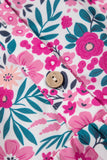Pink Multi Floral Button-Up Puff Sleeve A-Line Mini Dress