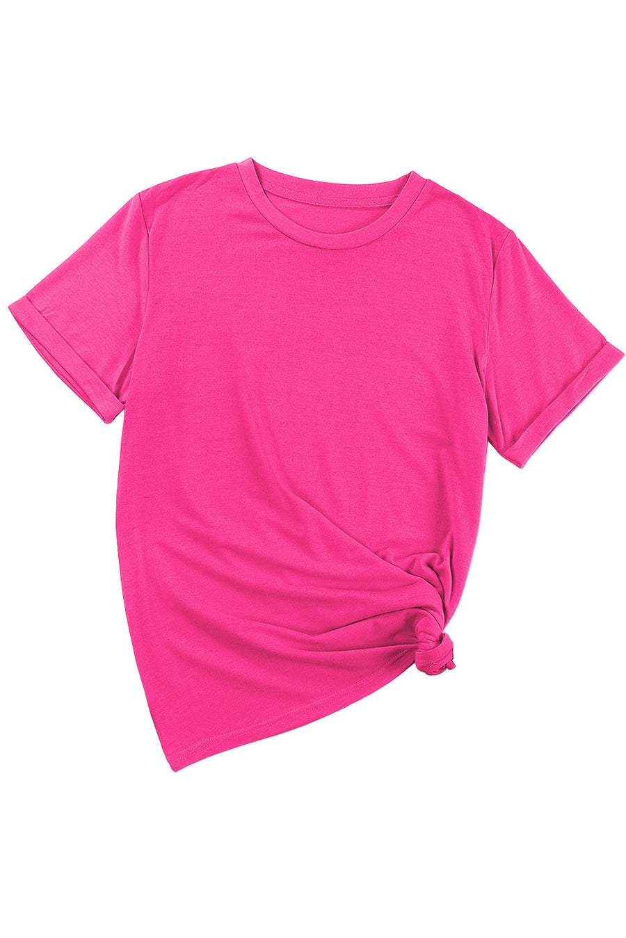 Basic Crew Neck Rolled Sleeve T-Shirt- 12 Colors