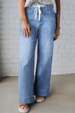 Plus Size Acid Wash Lace-Up Jeans- 4 Colors