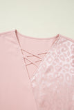 Apricot Leopard Print Criss-Cross V-Neck Blouse