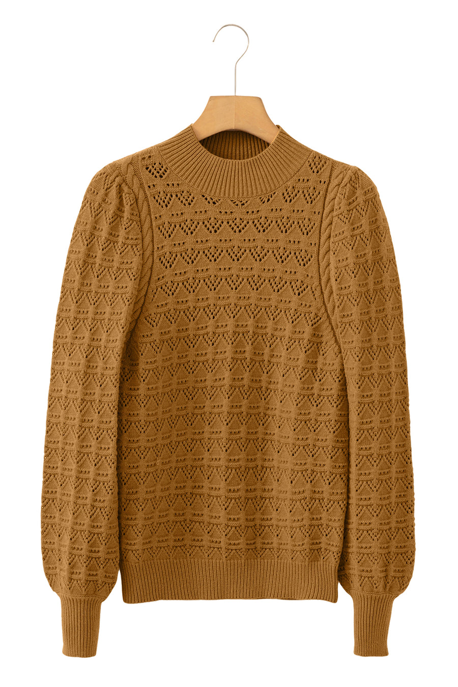 Jurassic Gold Crochet Balloon Sleeve Sweater
