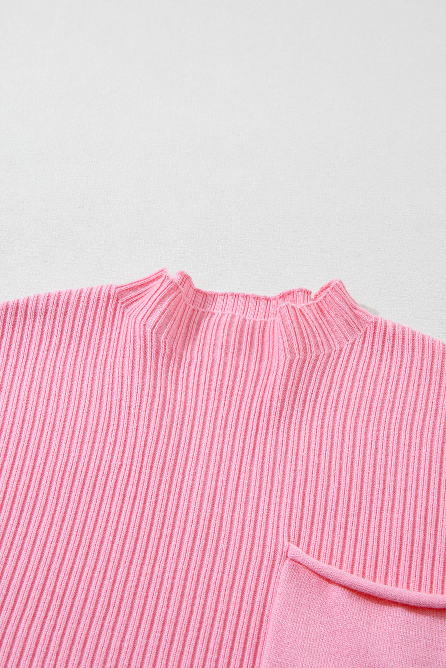 Green Pocket Ribbed Knit Short Sleeve Sweater- 9 Colors