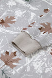 Gray Maple Leaf Camouflage Print Varsity Striped Sleeve Casual Sweatshirt
