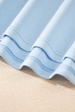 Baby Blue Collared V-Neck Ruffle Sleeve Blouse