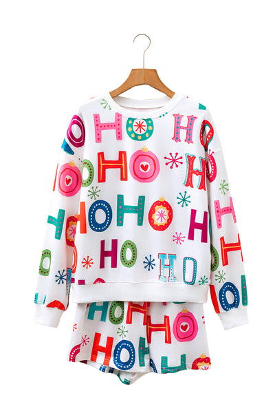 Pink Santa Claus Graphic Christmas Tree Pajama Set