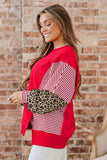 Striped Patchwork Sleeve Colorblock Sweatshirt- 3 Colors