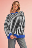 Striped Contrast Trim Oversized Sweatshirt- 4 Colors