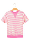 Striped Ruffle Sleeve Crew Neck T-Shirt- 3 Colors