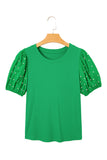 Pearl Beaded Puff Sleeve Ribbed Top- 2 Colors