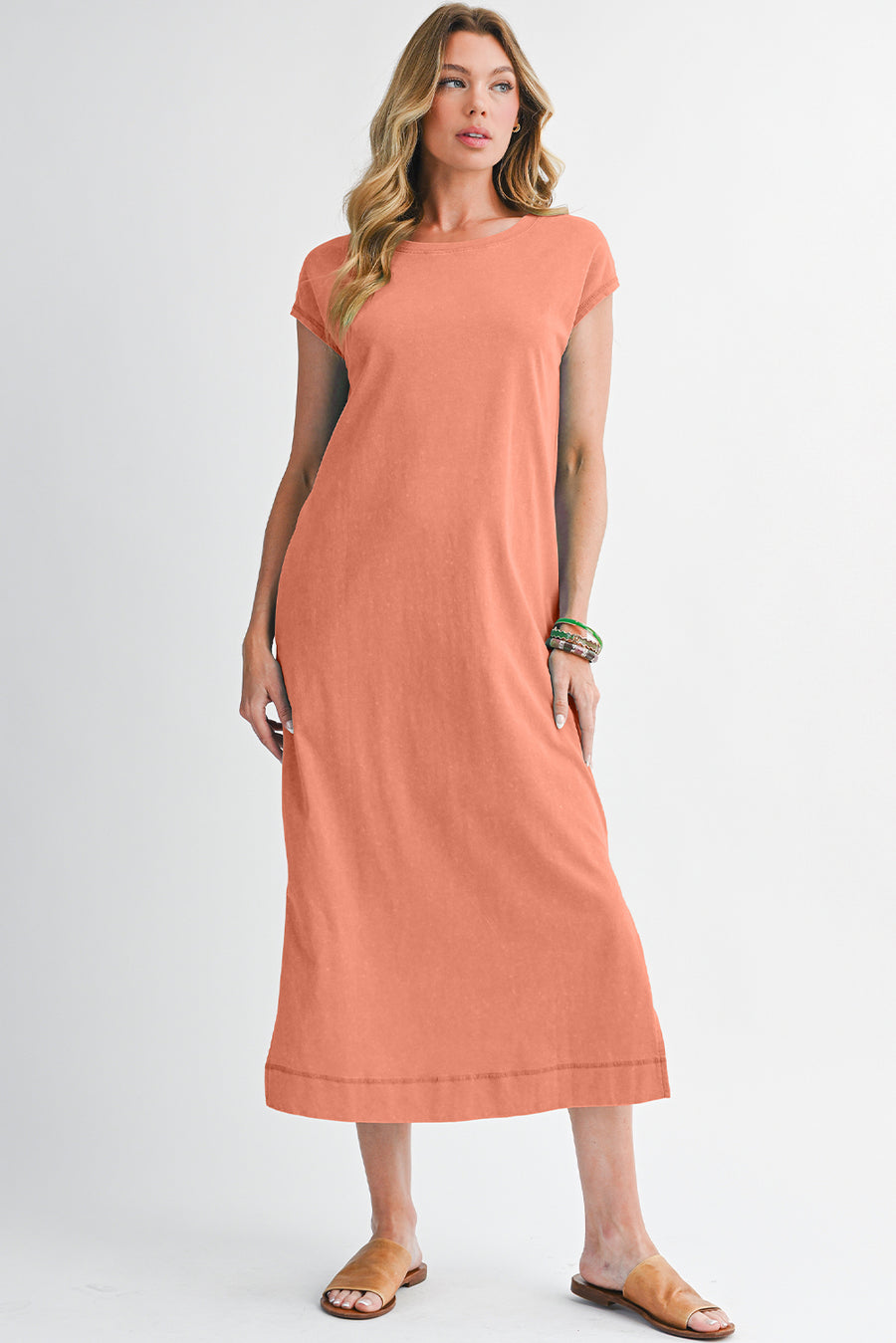 Mineral Wash T-Shirt Dress with Pockets- 3 Colors