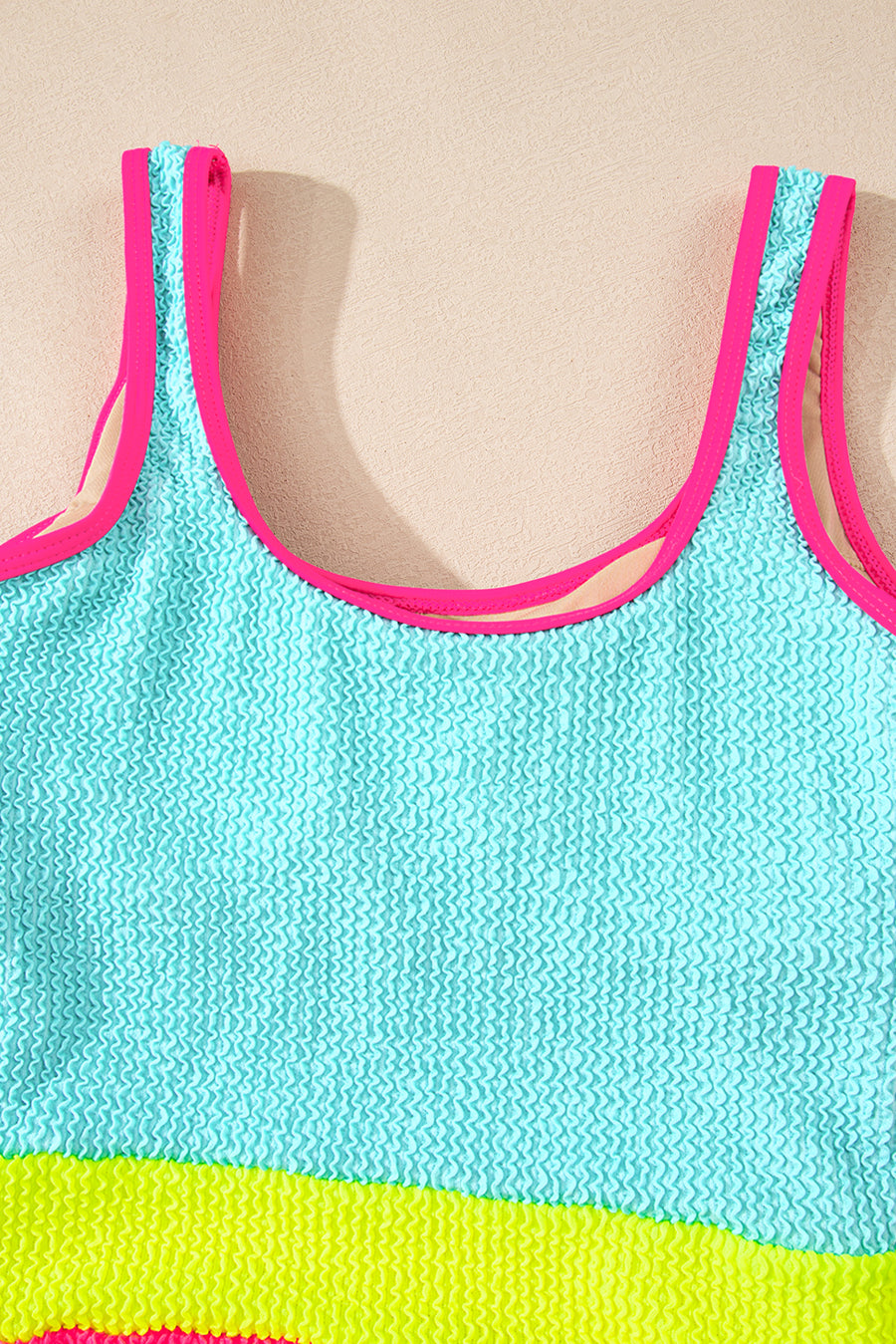 Textured Color Block One-Piece Swimsuit