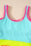 Textured Color Block One-Piece Swimsuit