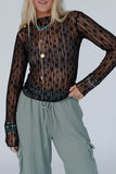 Floral Lace Sheer Long Sleeve Slim Fit Top- 3 Colors
