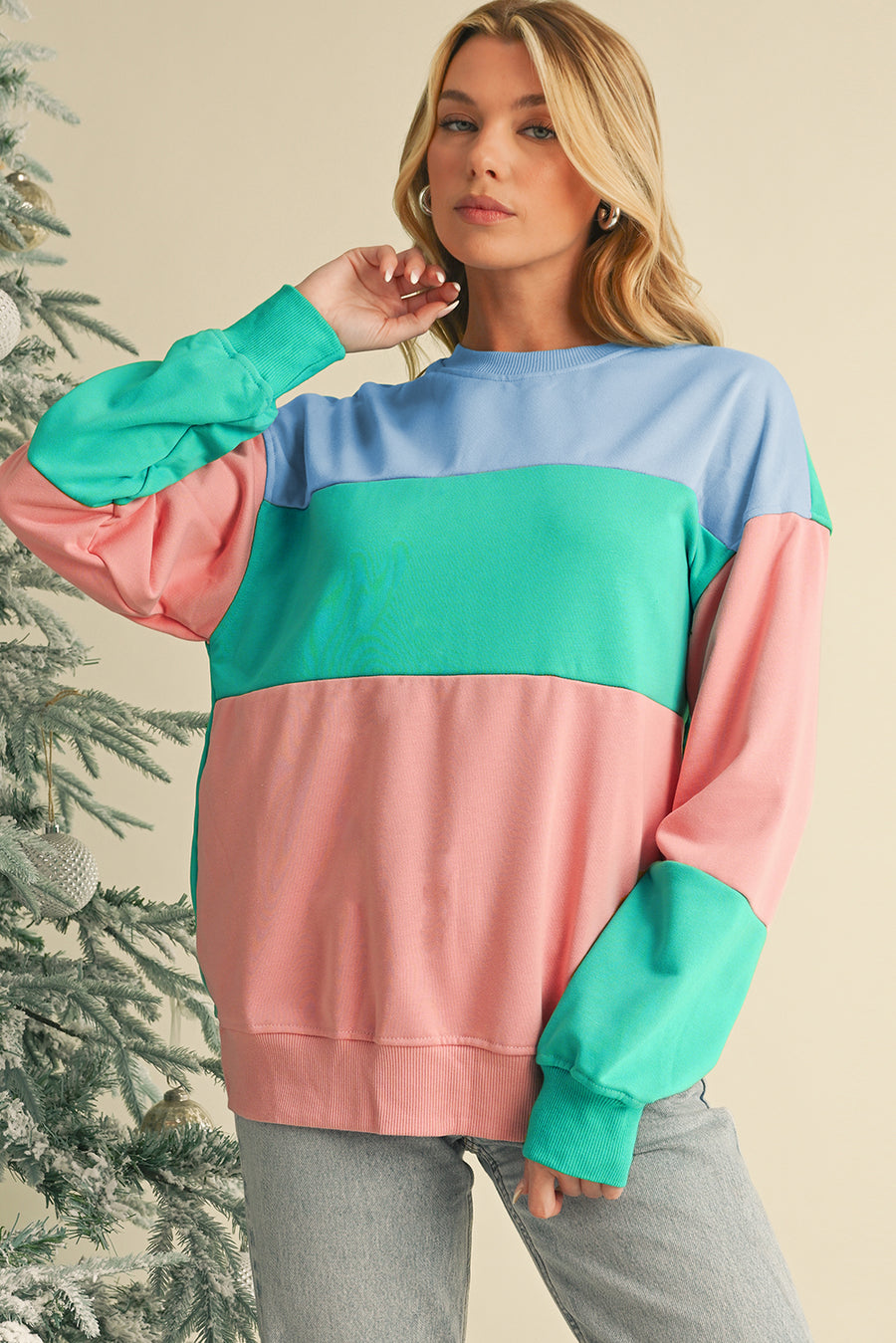 Color Block Drop Shoulder Sweatshirt- 4 Colors