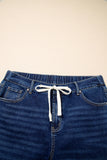 Plus Size Acid Wash Lace-Up Jeans- 4 Colors