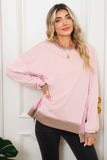 Color Block Waffle Knit Patchwork Oversized Sweatshirt- 3 Colors