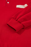 Red Striped Collar Bow Sleeve Sweatshirt and Shorts Set