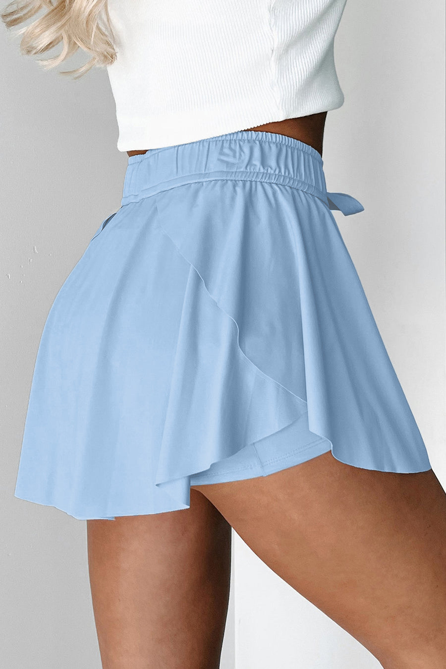 Ribbon Drawstring High-Waist Lined Tennis Skort- 6 Colors