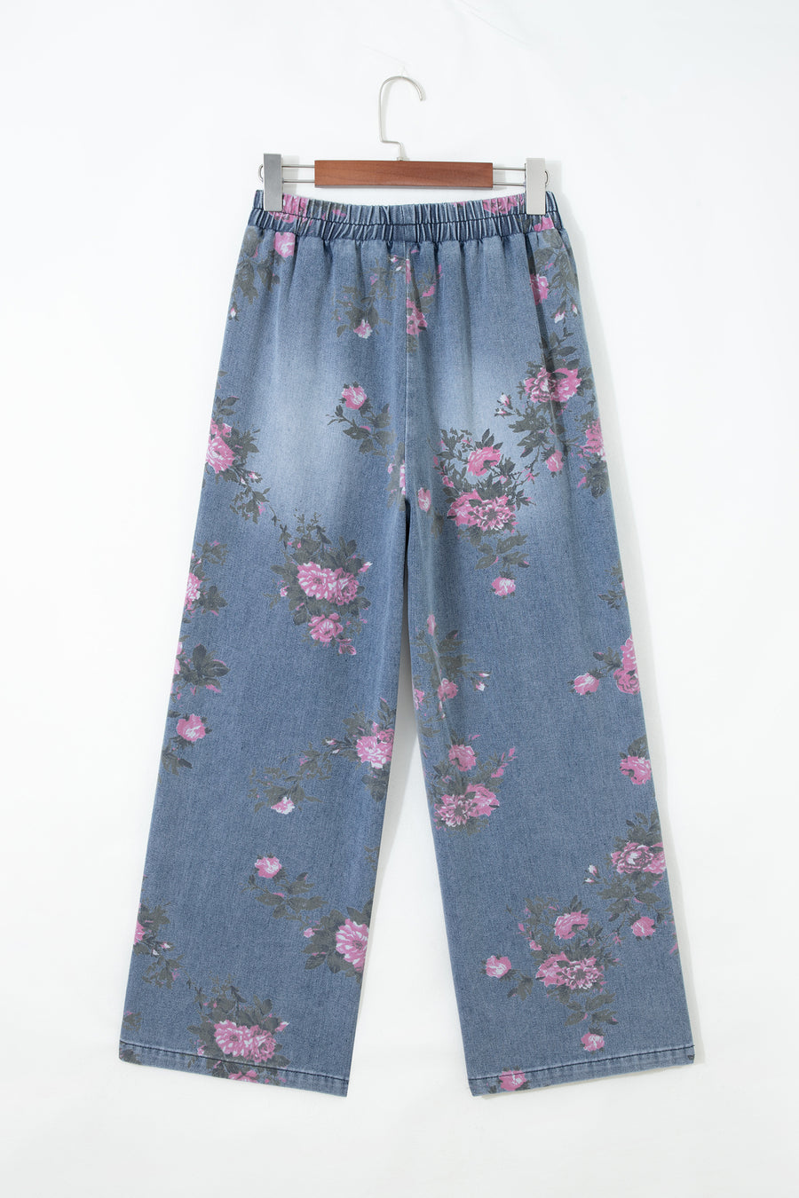 Floral Print Elastic Waist Pull-On Jeans