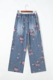 Floral Print Elastic Waist Pull-On Jeans