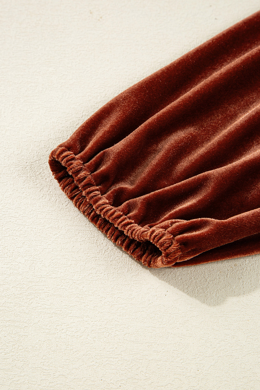 Clay Elastic V-Neck Puff Sleeve Flowy Velvet Dress