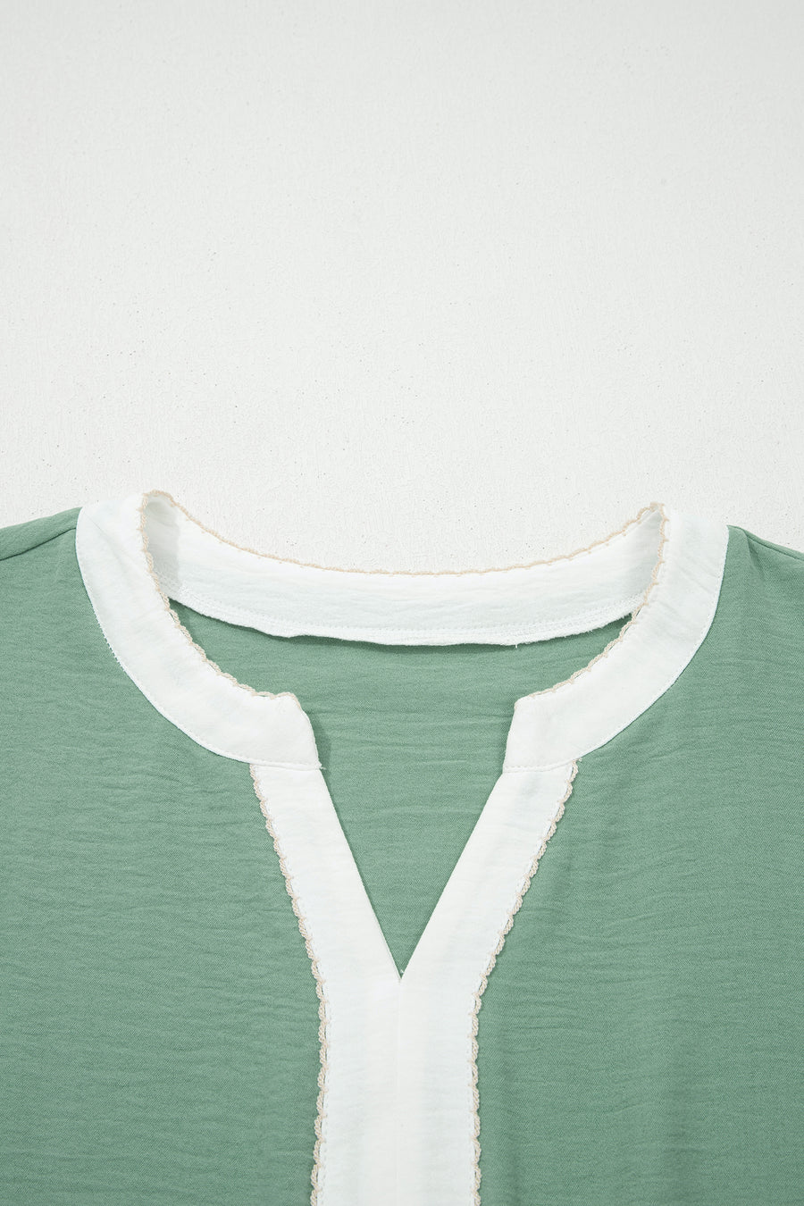 Myosotis Color Block Patchwork V Neck Embroidered Puff Sleeve Babydoll Blouse
