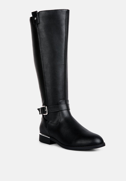 Renny Buckle Strap Embellished Calf Boots- 2 Colors