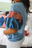 Stars and Stripes Contrast Puff Sleeve Top- 2 Colors