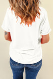 White Faux Patchwork American Bow Graphic T-Shirt