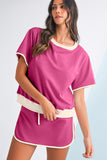 *Pre-Order* Color Block Drop Shoulder T-Shirt and Skort Set- 5 Colors