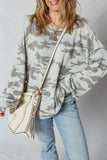 Camouflage Print Exposed Seam Drop Shoulder Sweatshirt- 2 Colors