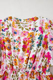Multicolored Floral Short Sleeve V-Neck High Waist Maxi Dress