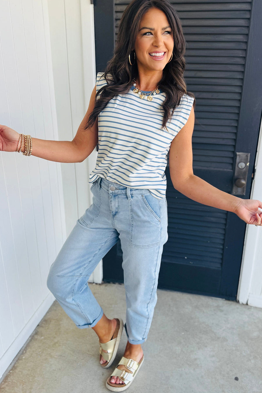 High Rise Relaxed Fit Porkchop Pockets Jeans
