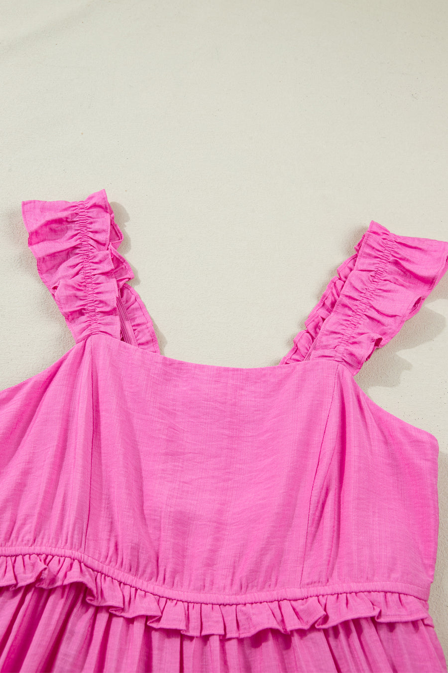 Solid Color Ruffle Trim High Waist Sleeveless Maxi Dress A- 2 Colors