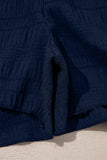 Textured Ruffle Blouse and Shirred High-Waist Shorts Set- 5 Colors