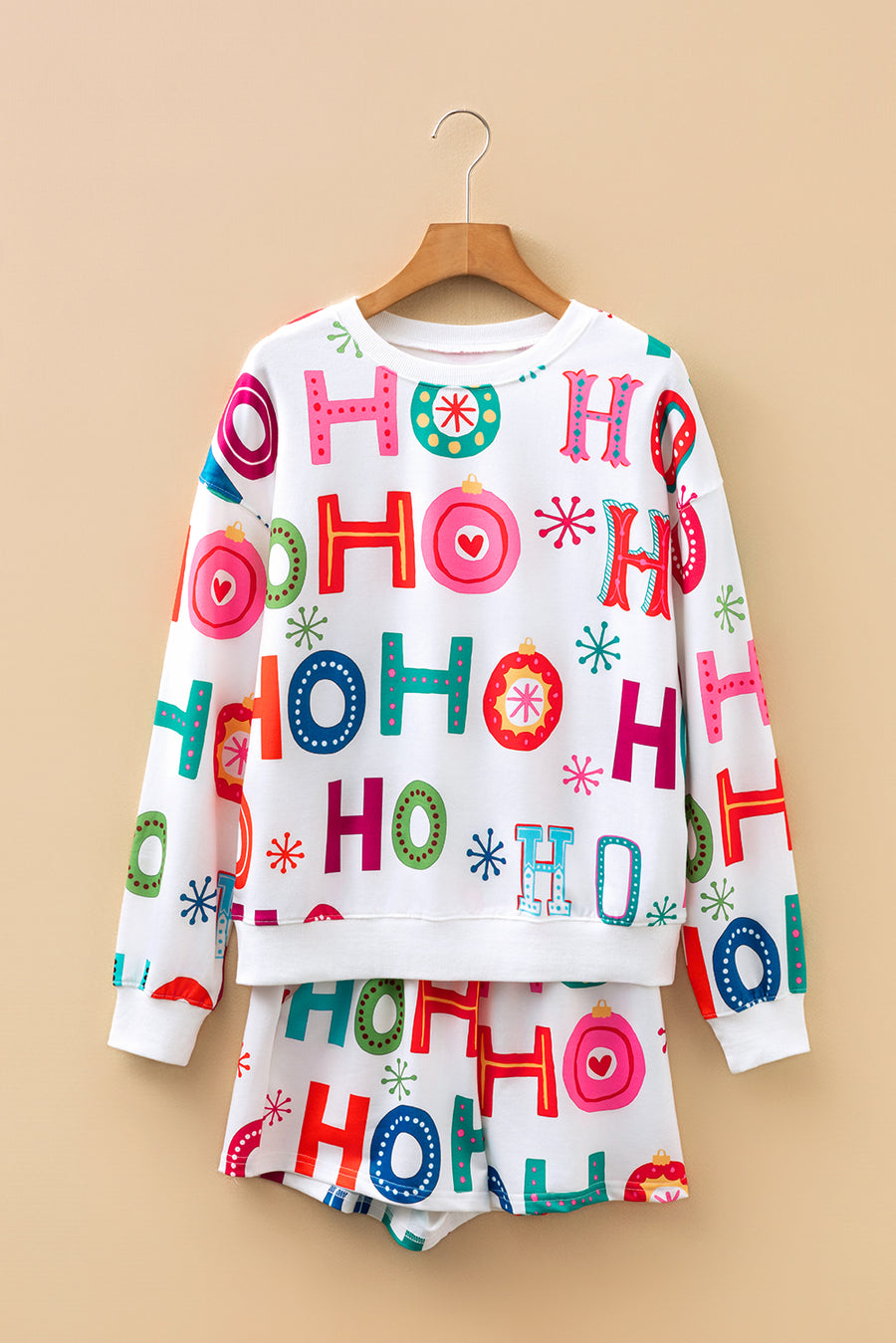 Pink Santa Claus Graphic Christmas Tree Long Sleeve Pajama Set- 2 Colors