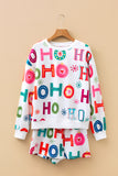 Pink Santa Claus Graphic Christmas Tree Long Sleeve Pajama Set- 2 Colors