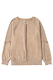 Waffle Knit Patchwork Raglan Sleeve Sweatshirt- 3 Colors