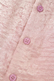 Metallic Pink Button-Up Short Sleeve Shirt
