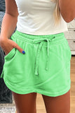French Terry Drawstring Skort with Pockets- 3 Colors