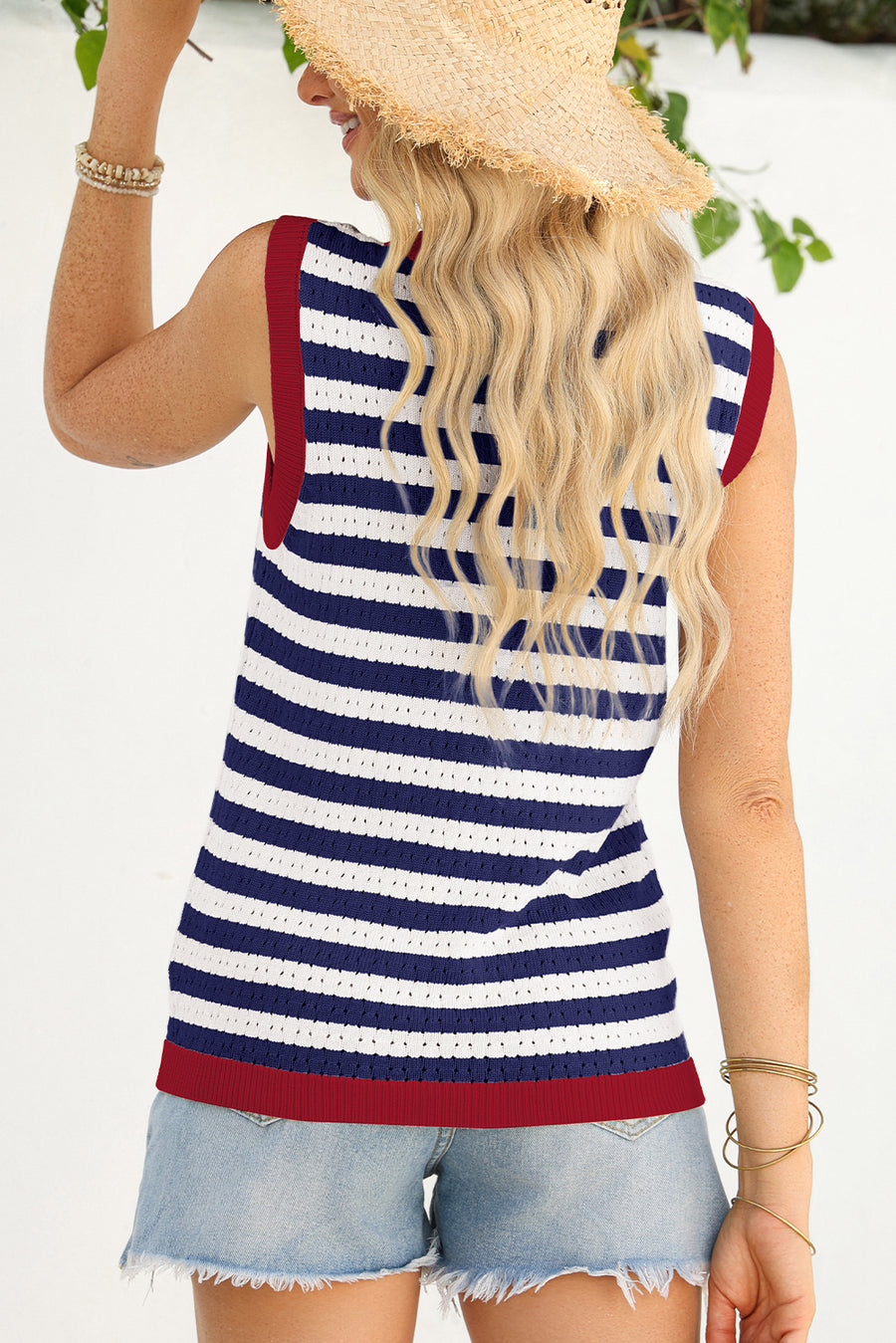 Striped Contrast Trim Sleeveless Sweater Vest- 3 Colors