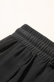 Black High-Waist Drawstring Hidden Pocket Swim Shorts