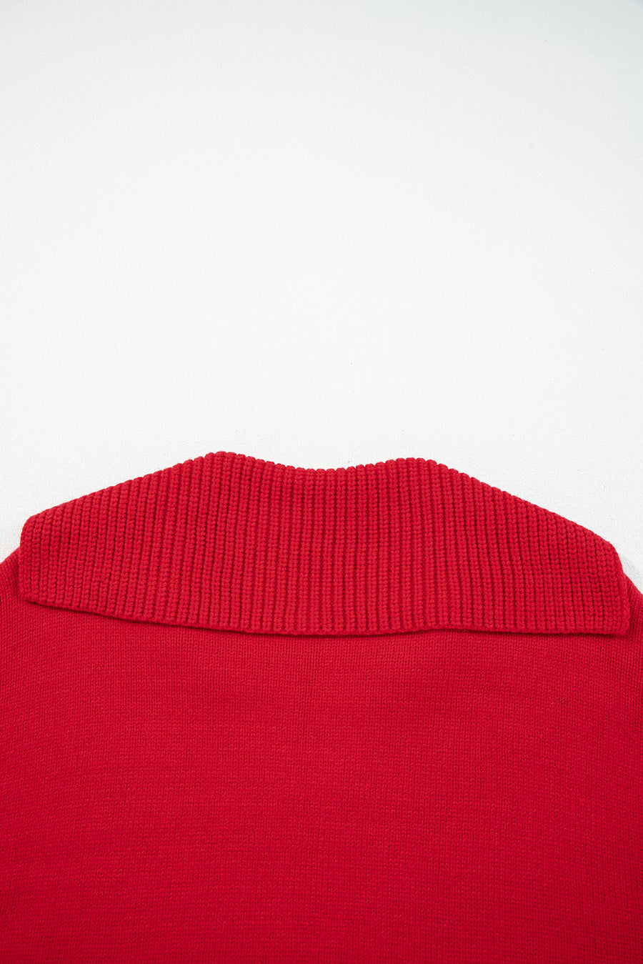 Red Ribbed Edge Sailor Collar V-Neck Loose Fit Sweater