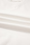 White Color Block Drop Shoulder Pullover Sweatshirt & Shorts Outfit