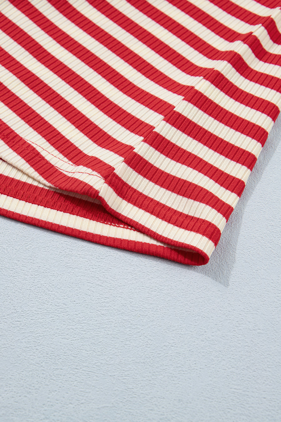 Red Striped Button-Up Ribbed Knit Tank Top